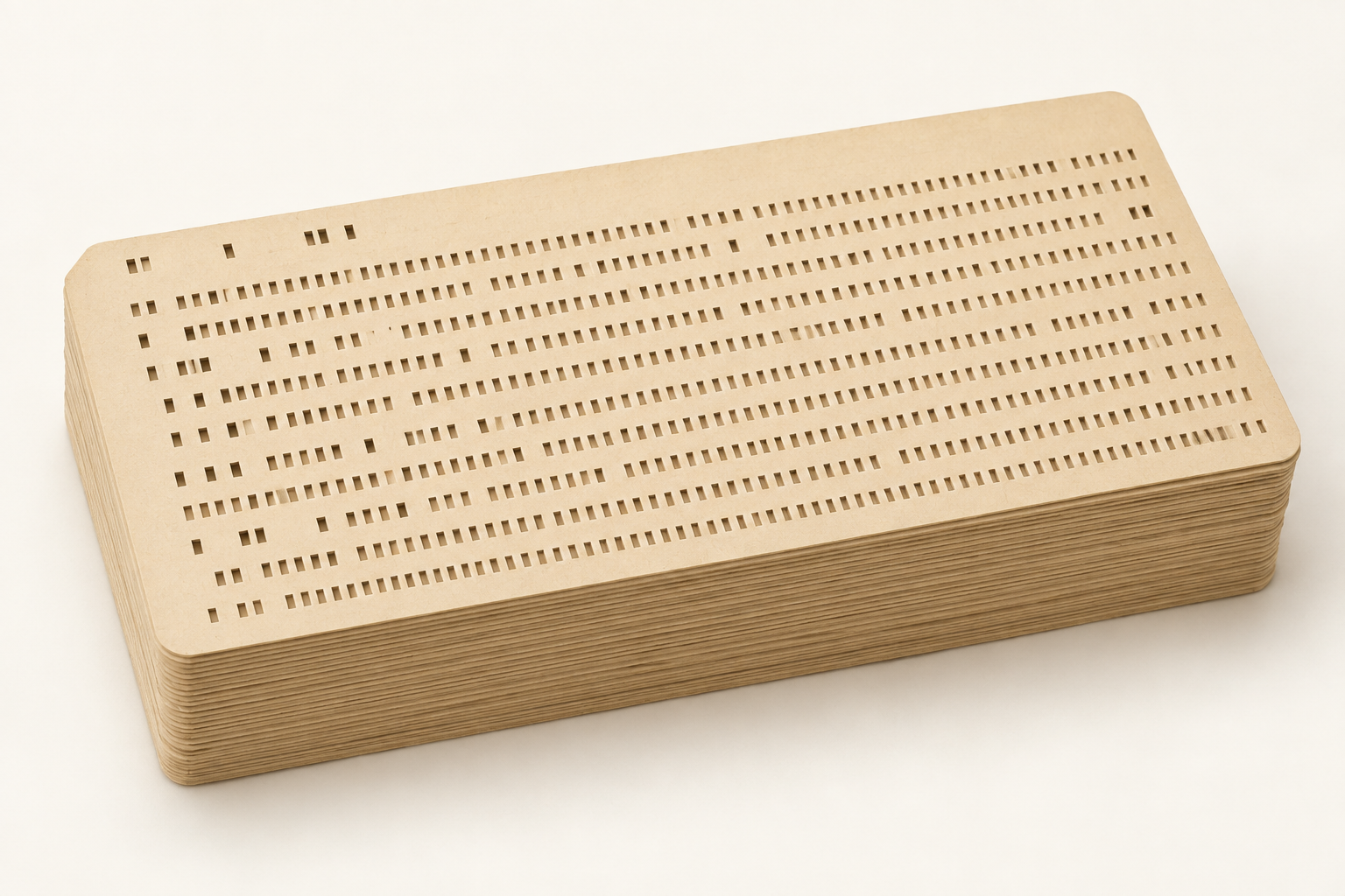 A precisely punched deck of eighty-column cards